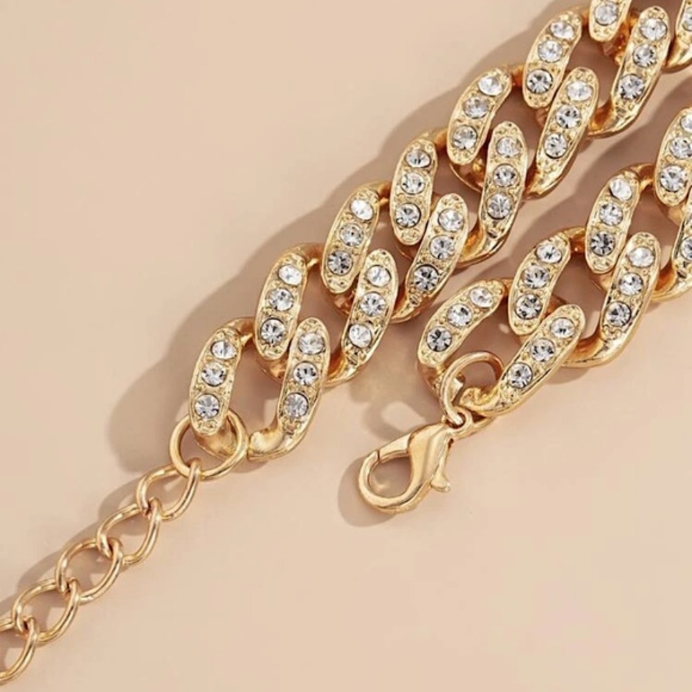 4 pcs Rhinestone Cuban Link Chain Bracelets - Picture 4 of 10